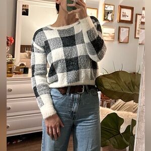 Express Black and White Plaid Sweater